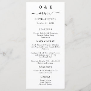 Menu Minimal et chic   Dîner Mariage noir et blanc