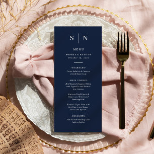 Menu Minimal et chic   Mariage bleu foncé de la marine