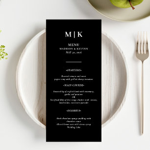 Menu Minimal et chic Mariage noir et blanc