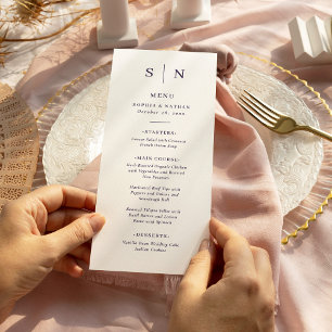 Menu Minimal et chic Mariage violet et blanc