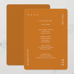 Menu Minimal Mariage Burnt Orange