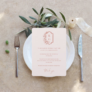 Menu Minimal moderne   Merci de table Mariage Monogramm