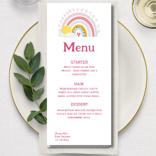 Menu minimal Rainbow Sun Pink Baby