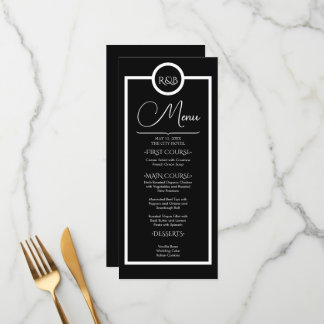 Menu Minimalist Elegant Black & White Wedding