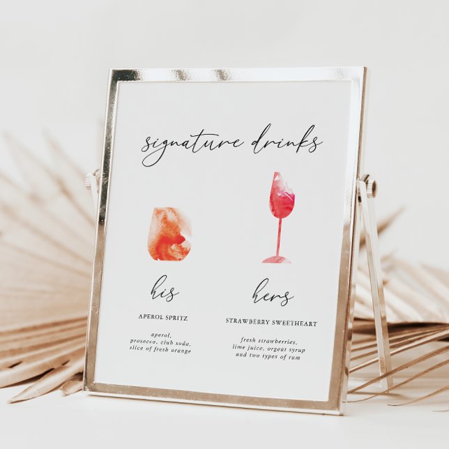 Menu Minimaliste Aquarelle Signature Boissons (Créateur téléchargé)