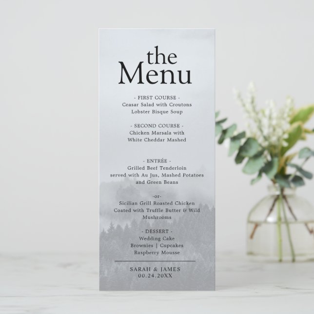 Menu Minimaliste Élégant Forêt Boisé Dîner (Debout devant)