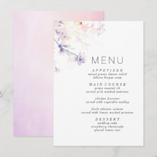 Menu minimaliste épuré violet et blanc