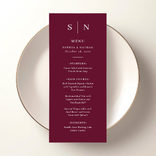 Menu Minimaliste et Chic Mariage Rouge Bourgogne