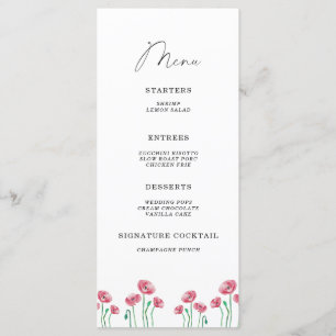 Menu minimaliste floral élégant aquarelle