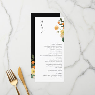 Menu Minimaliste floral orange Citrus