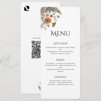 Menu Minimaliste Floral pour Restaurant ou Mariage