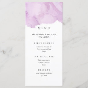 Menu minimaliste Mariage d'aquarelle violet modern