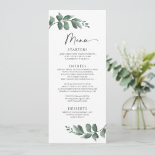 Menu minimaliste Mariage de feuillage vert simple