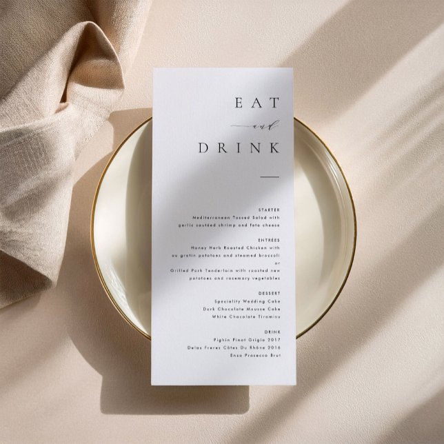 Menu minimaliste Mariage Moderne (Créateur téléchargé)