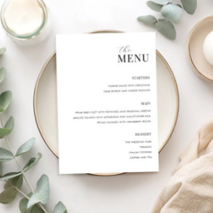 Menu minimaliste Mariage moderne noir et blanc