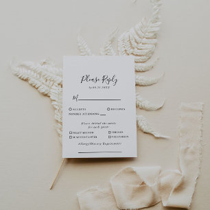 Menu minimaliste Mariage noir blanc Choix Répondre