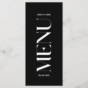 Menu minimaliste Mariage noir classique