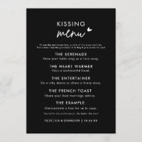 Menu minimaliste Mariage noir moderne Kiss