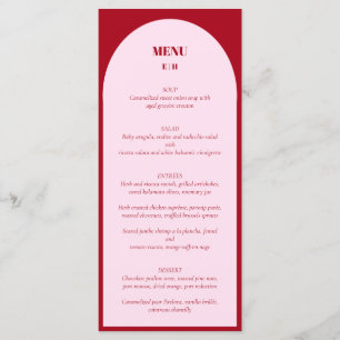 Menu minimaliste moderne Arch rose rouge Mariage