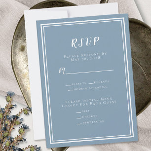 Menu minimaliste moderne Dusty Blue Wedding RSVP M