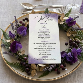 Menu Minimaliste Moderne Lilas Violet Tendance