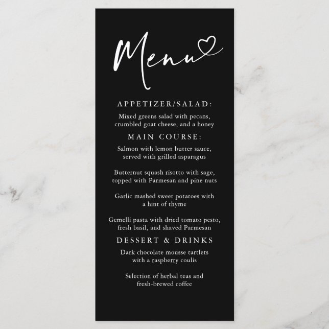 Menu minimaliste moderne noir et blanc (Devant)