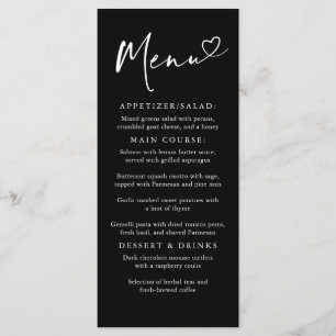 Menu minimaliste moderne noir et blanc