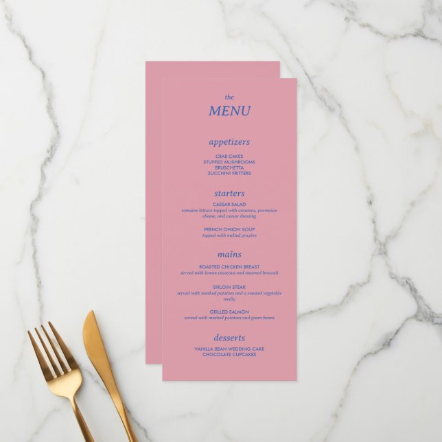 Menu minimaliste moderne Sleek Simple Mariage (Devant/Arrière en situation)