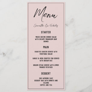 Menu Minimaliste Rose Dusty