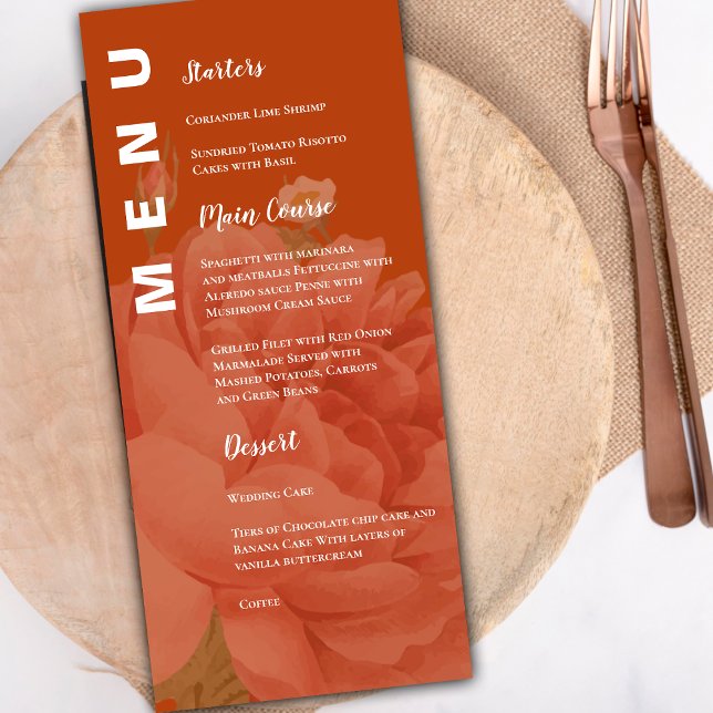 Menu Minimaliste Terracotta Floral Wedding Party M (Minimalist Terracotta Floral Wedding Party Menu)