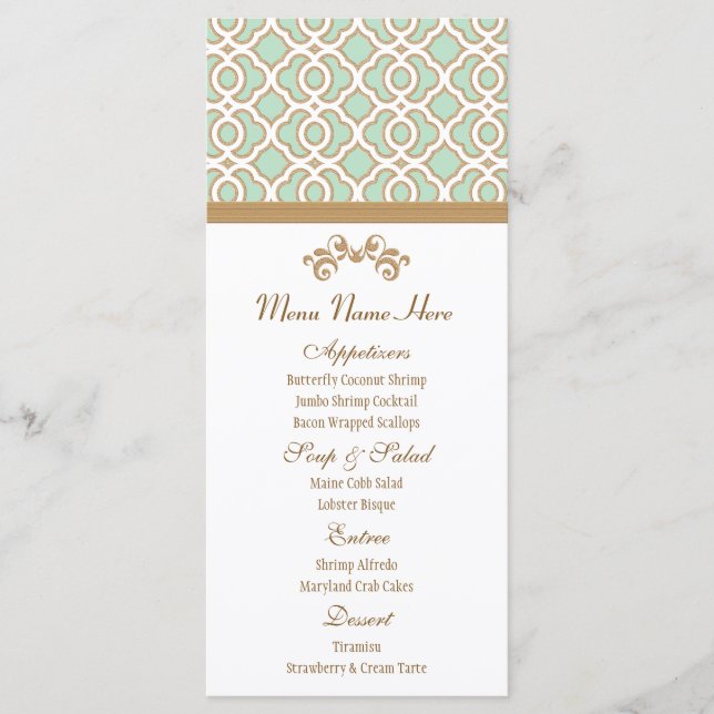 Menu Mint Green et Gold Marocain (Devant)
