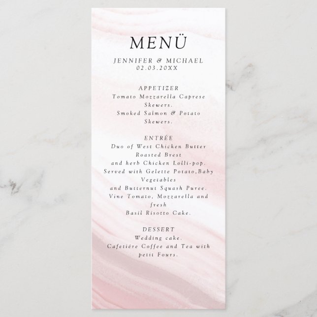 Menu Minuscule Rose blanc marbre (Devant)