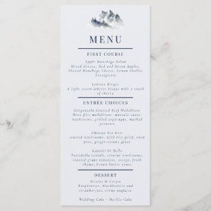Menu Misty Mountain Blue Grey Blanc Élégant