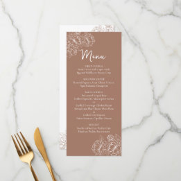 Menu Mocha Mousse Boho Mocha à double face Mariage Flor