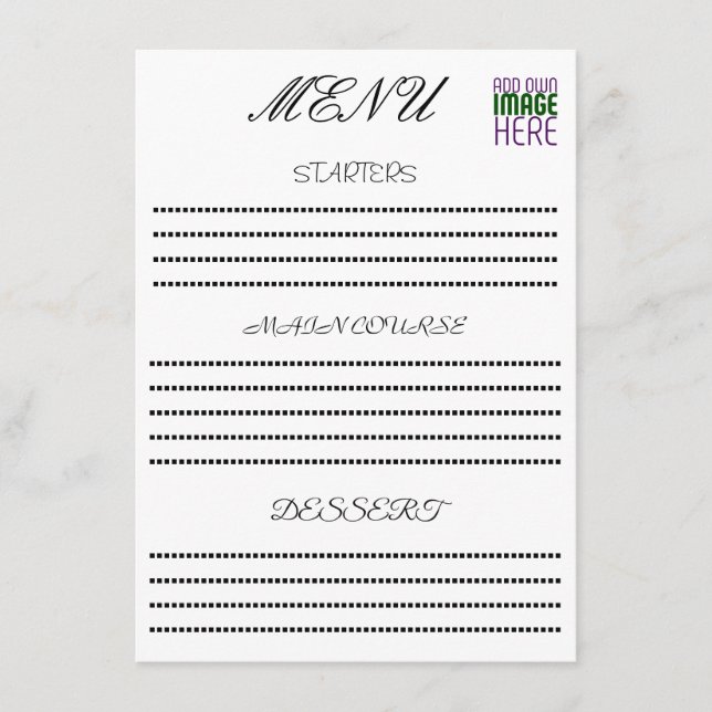 MENU MODELE DE TEXTE D'IMAGE BLANCHE SIMPLE ÉDITABLE MO (Devant)