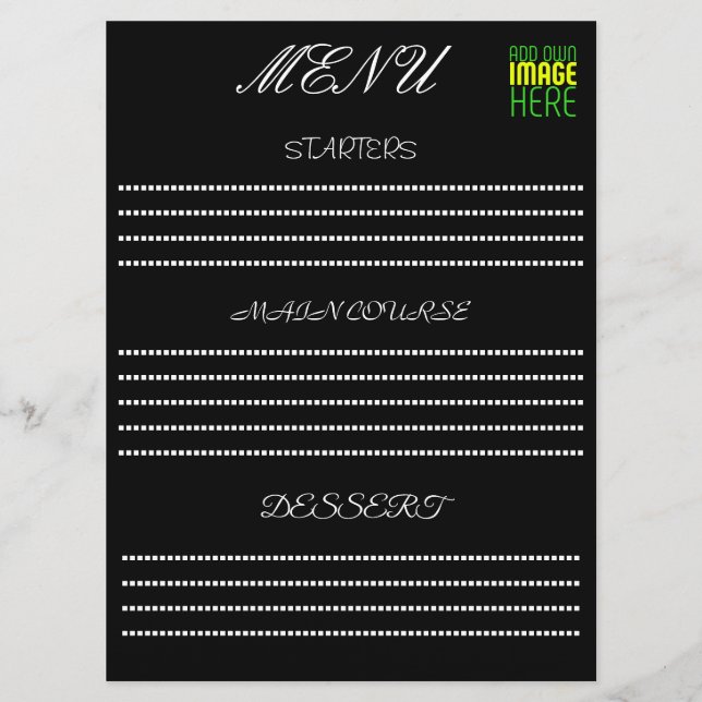 MENU MODELE DE TEXTE D'IMAGE NOIRE SIMPLE ET MODIFIABLE (Devant)