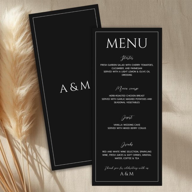 Menu Modern black and white minimalist wedding (Créateur téléchargé)