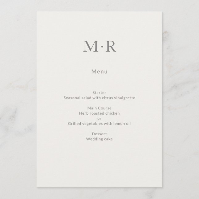 Menu Modern Minimal Intimate Wedding (Devant)