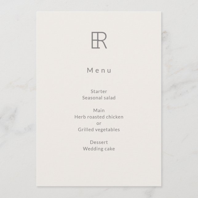 Menu Modern Minimal Monogram Wedding (Devant)