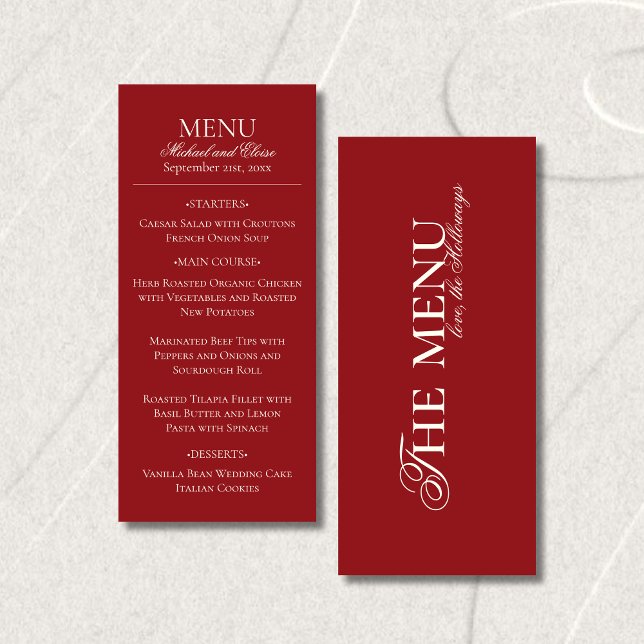 Menu Modern Old Money Burgundy Wedding Dinner (Modern Old Money Burgundy Wedding Dinner Menu)
