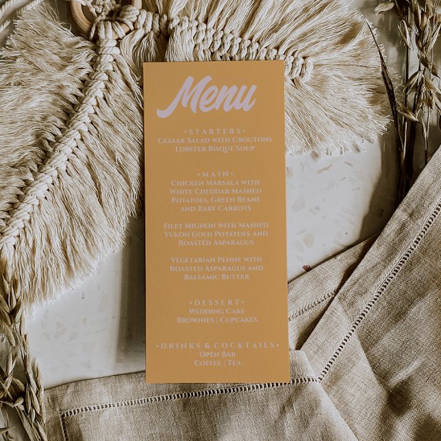 Menu Modern Peachy Colorful Funky Stylish Wedding (Créateur téléchargé)
