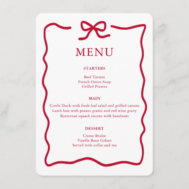 Menu Modern Red Christmas (Devant)