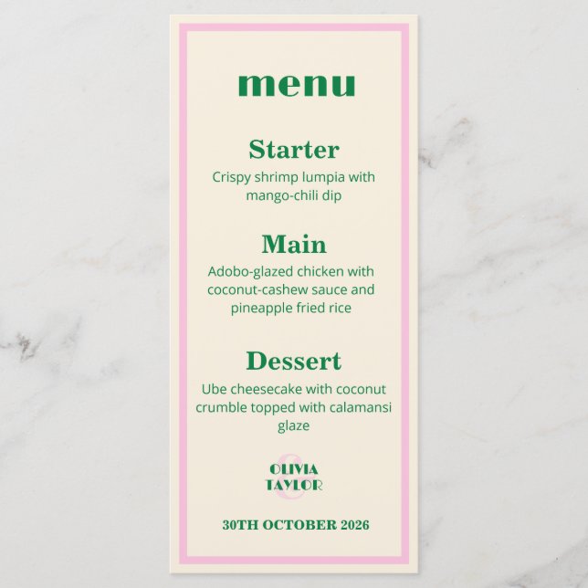 Menu Modern Retro Striped  Wedding Information  (Devant)