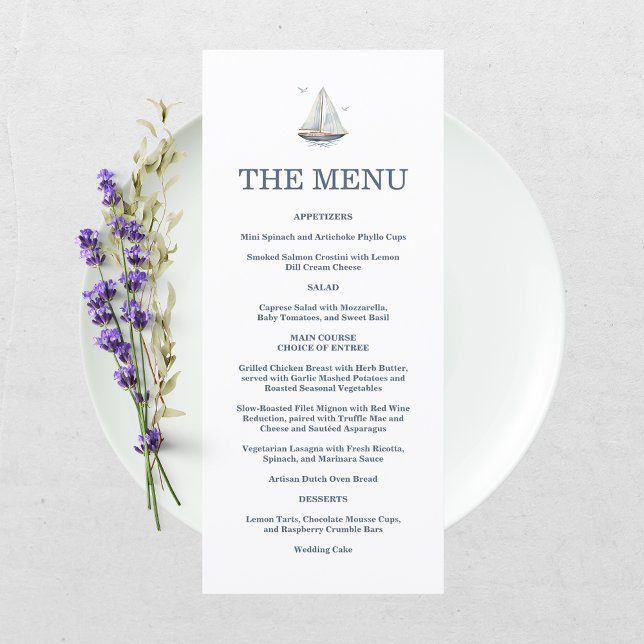 Menu Modern Watercolor Coastal Seascape Wedding (Créateur téléchargé)