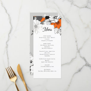 Menu moderne à fleurs monochromes mariage
