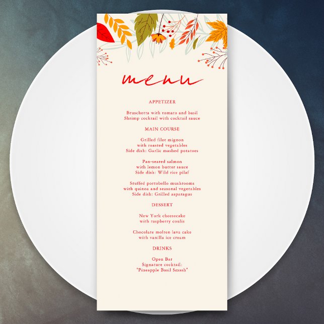Menu Moderne automne brillant Floral Simple Mariage ivo (Créateur téléchargé)