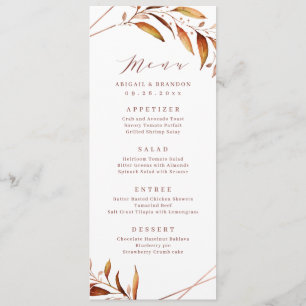 Menu Moderne Automne vert Mariage géométrique Rustique
