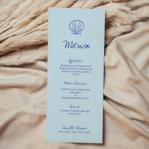 Menu moderne Blue Mediterranean Shell Mariage