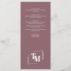 Menu Moderne Chic Dusty violet minimaliste Merci Mariag