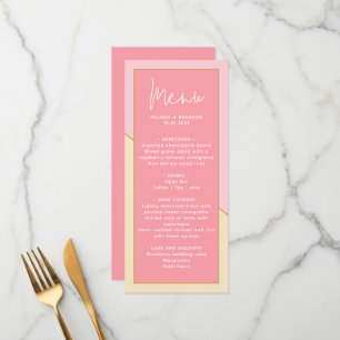 Menu Moderne Chic Pastel Rose or & Mariage de script